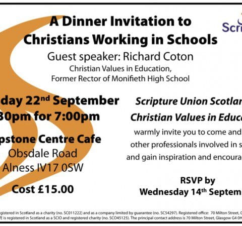 invitations Ross shire events Christian Values in Education, CVE Scotland