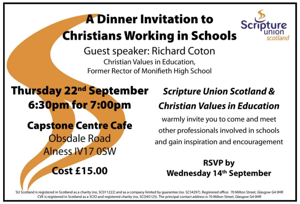 invitations Ross shire events Christian Values in Education, CVE Scotland