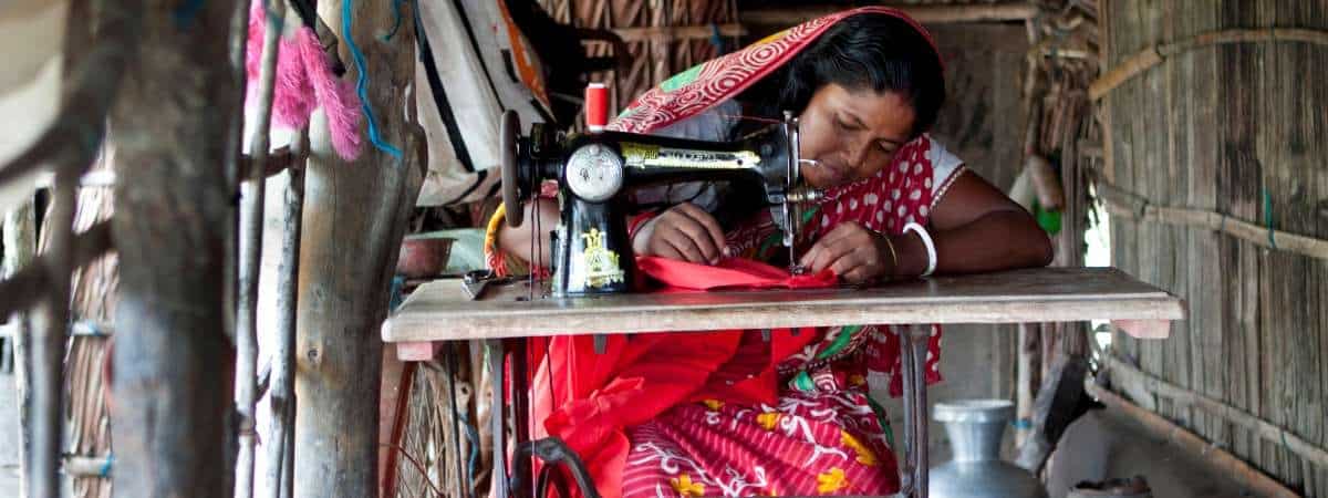 Trading Trainers Game - Women using Sewing Machine - Christian Values in Education, CVE Scotland