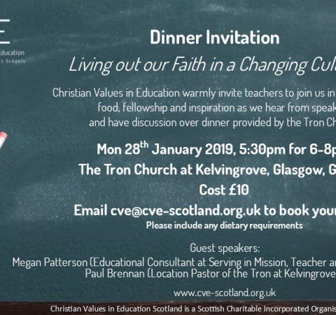 CVE Teachers Event Glasgow Jan 2019 - Christian Values in Education, CVE Scotland