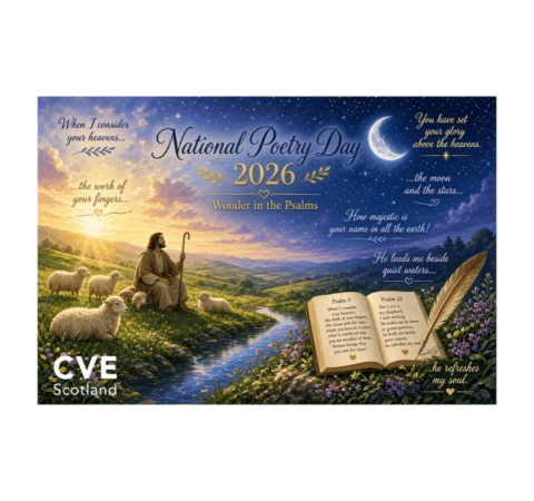 Image of shepherd with sheep and bible