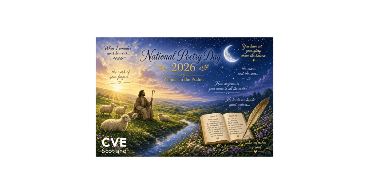 Image of shepherd with sheep and bible